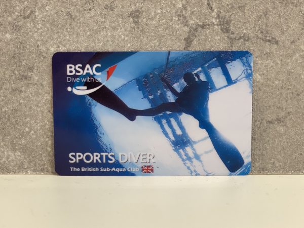 BSACスポーツダイバーのライセンスカード