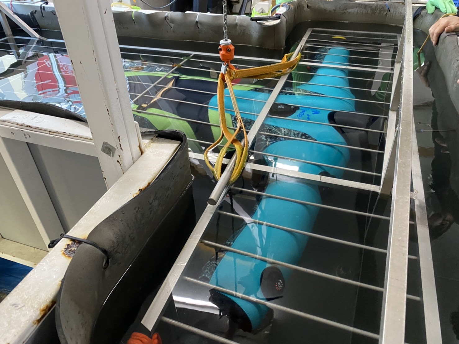 水没検査をしている